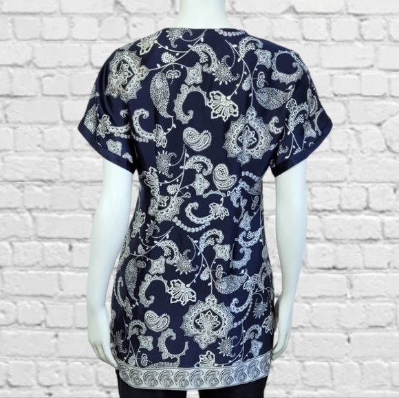 100% SILK Boho Paisley Tunic Blouse - Picture 3 of 8